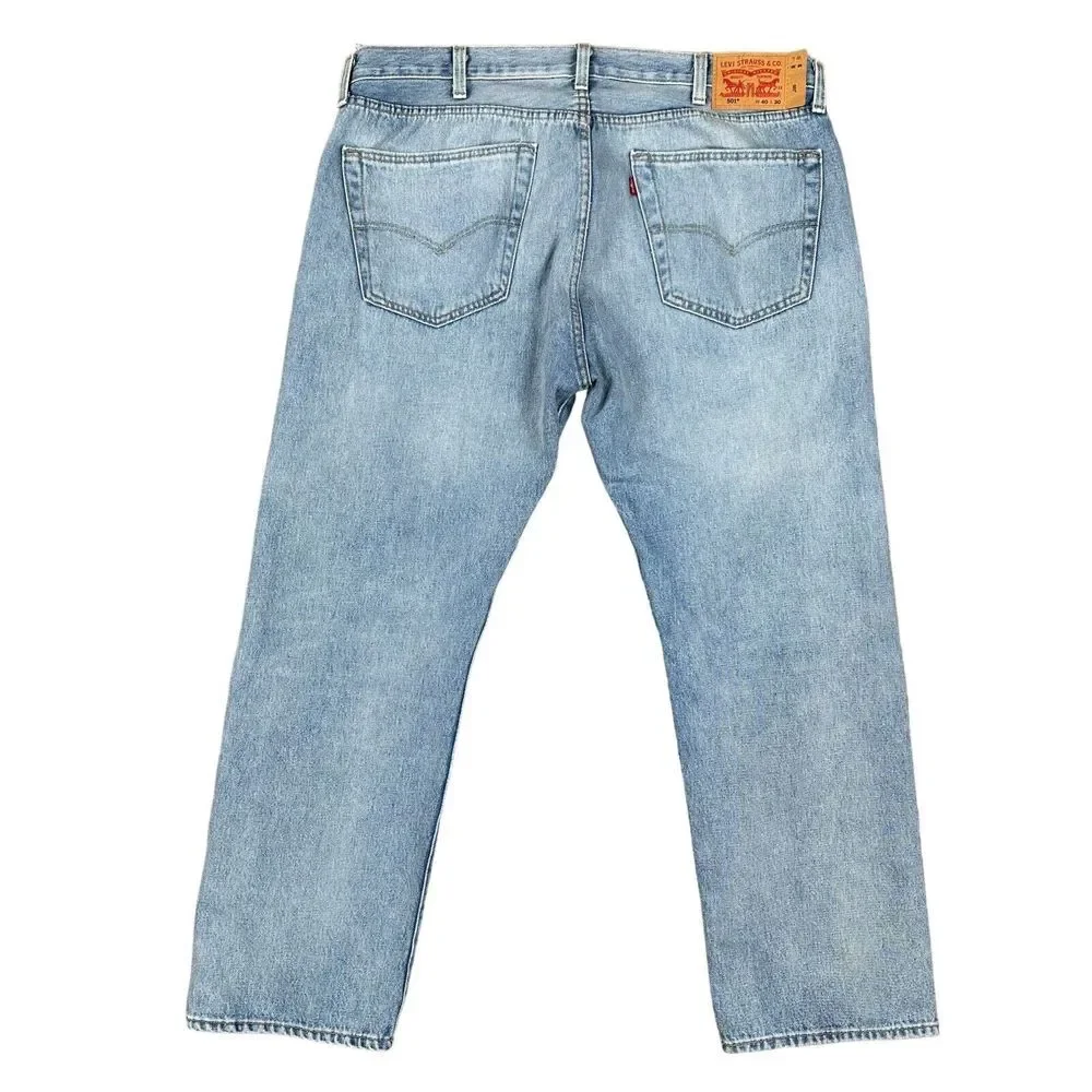 NEW Levis 501 Mens 40x30 Blue Straight‎ Denim Jeans Button Fly Peace Love